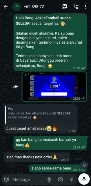 Testimoni customer Joki