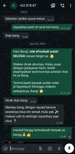 Testimoni customer Joki